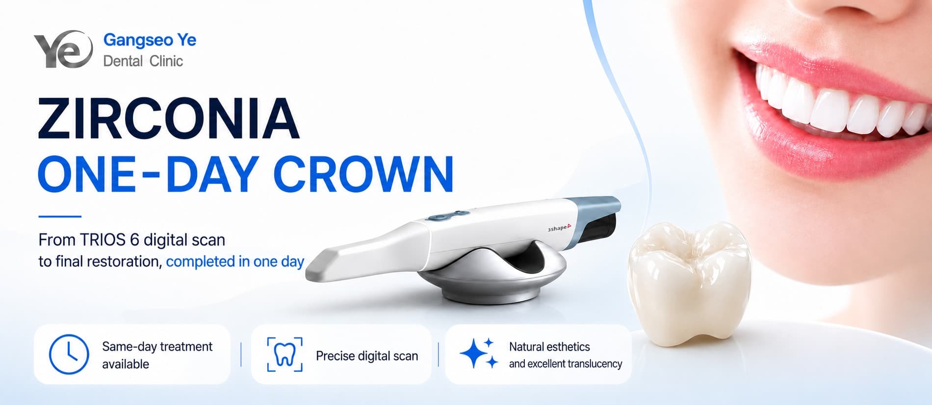 Zirconia one-day crown